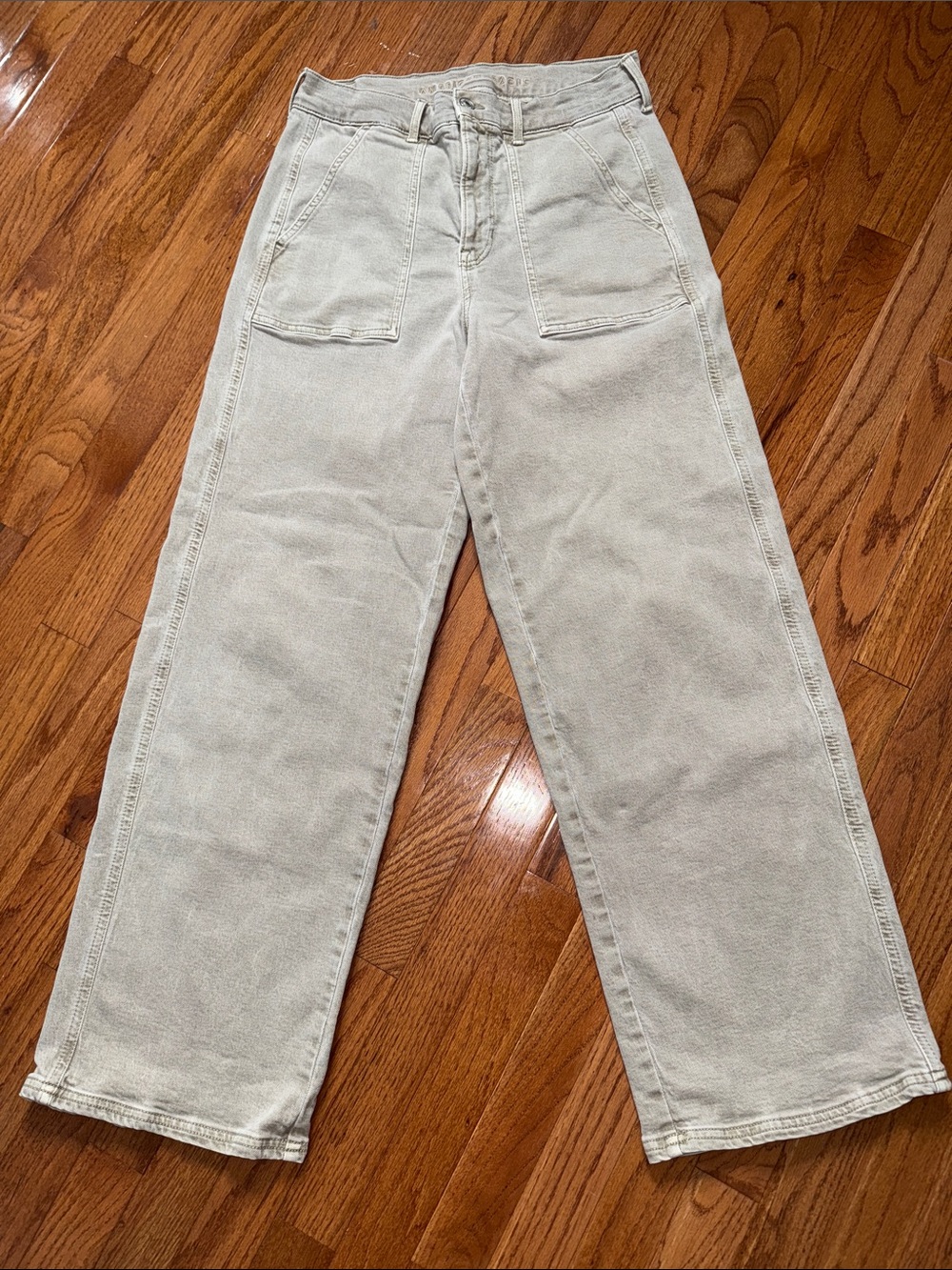 AE American Eagle Super Stretch High Waist Baggy Wide Leg Skater Pant Jeans 10 - Picture 7 of 7